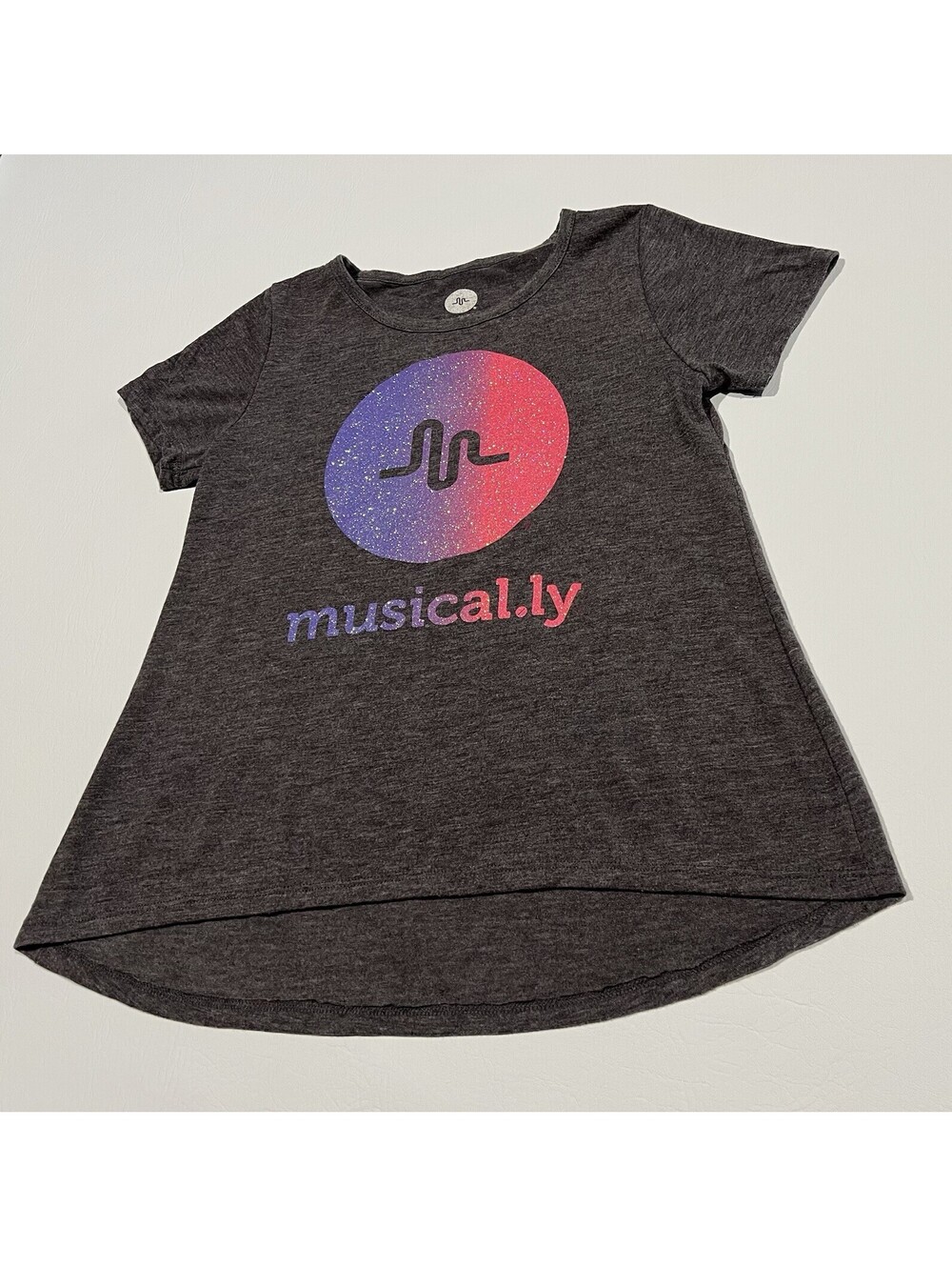 Musical.ly Girls Large 14 Gray  T-Shirt Summer Top